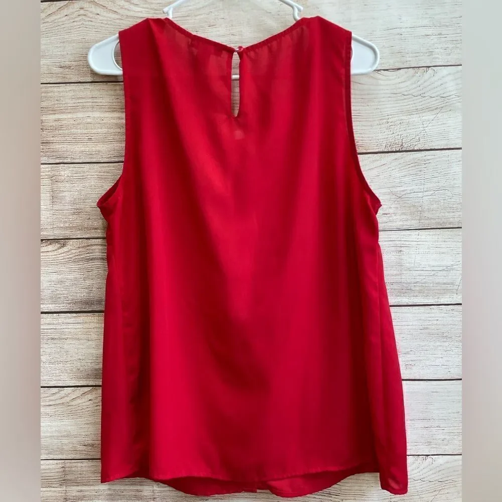 KENNETH COLE REACTION RED TOP WITH RUFFLE FRONT‎